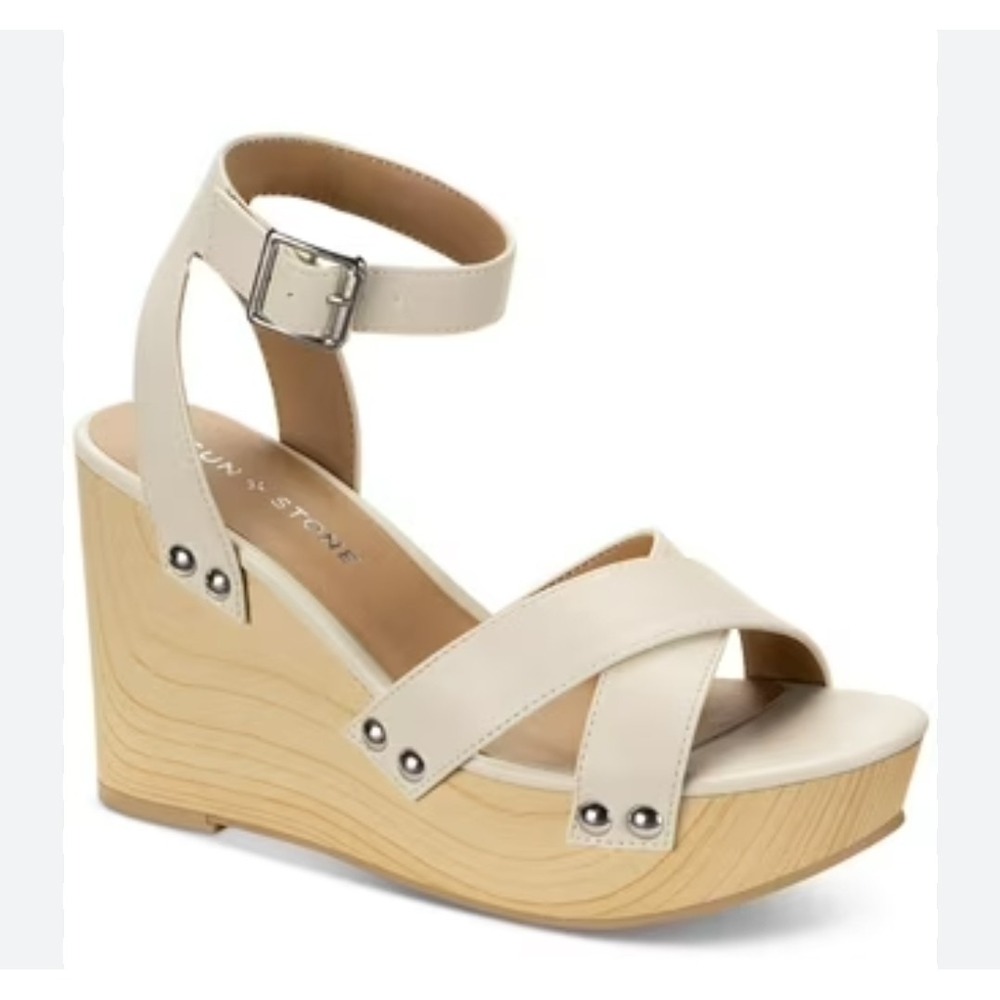 Sun + Stone women shoes sandals 9.5 M bone ivory TIARAAP 10016855000 $98
